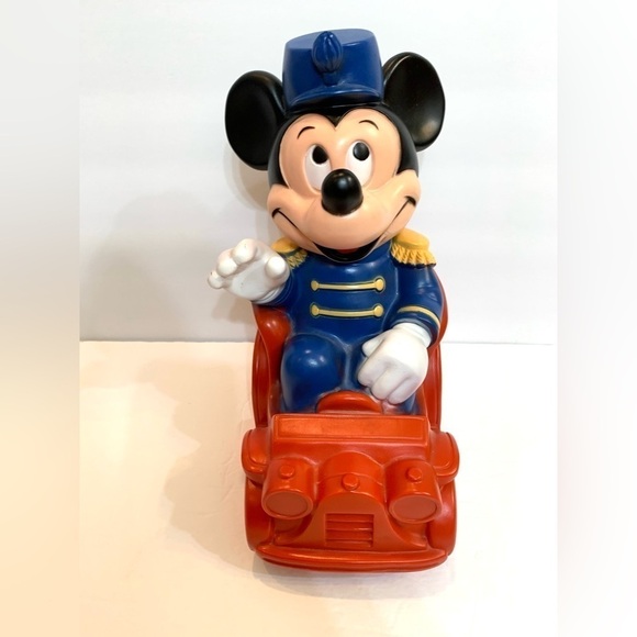 Vintage 1977 Plastic Disney Mickey Mouse Bank Band Leader  Piggybank W/plug - Picture 2 of 9
